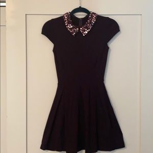 Purple Aqua collared pleated mini dress XS
